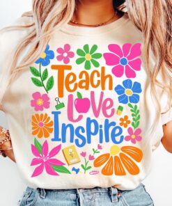 Teach Love Inspire Boho Floral Teacher Shirt